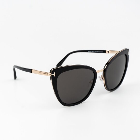 Tom Ford SIMONA Women Sunglasses Black Gold Smoke Semi Cat Eye FT0717 01A NEW - Picture 10 of 11